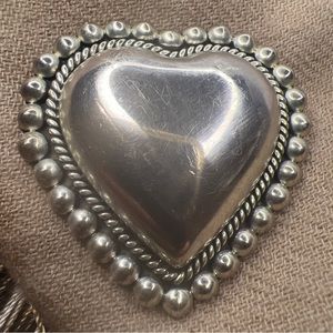 925 sterling silver vintage Mexico CII beaded heart pin brooch